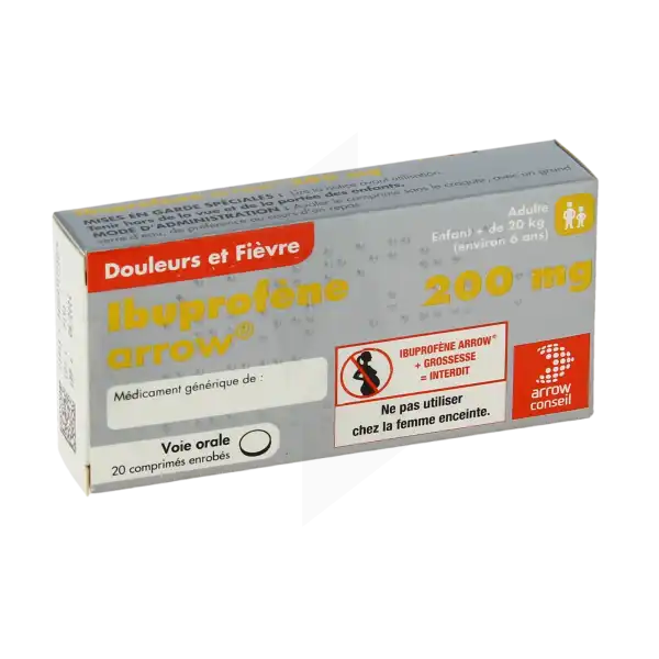 Ibuprofene Arrow 200 Mg, Comprimé Enrobé Plq/20