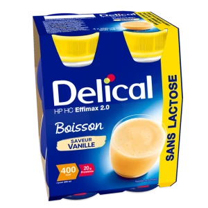 Delical Effimax Boisson Hp Hc Sans Lactose Sans Fibres Nutriment Vanille 4 Bouteilles/200ml