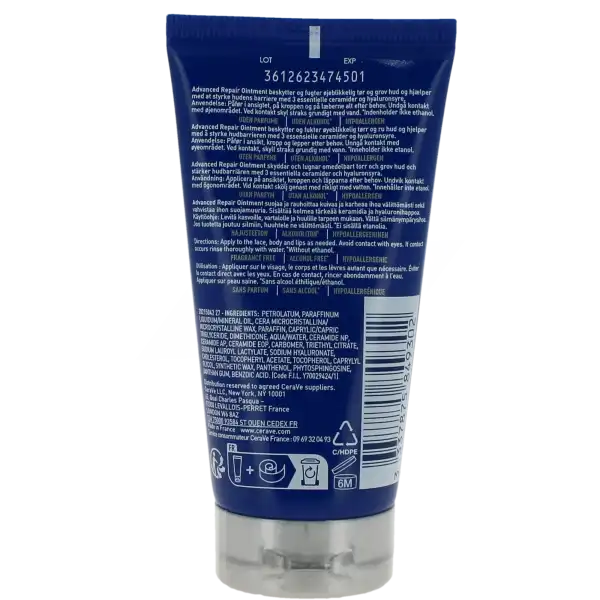 Cerave Pommade Réparatrice Intensive Visage Et Corps Pour Les Peaux Très Sèches Abîmées Craquelées Tube/48g
