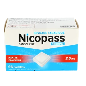 Nicopass 2,5 Mg Pastille Menthe Fraîcheur Sans Sucre Plq/96