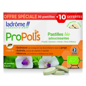 Ladrôme Propolis Pastilles Adoucissantes Bio B/30+10