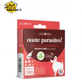 Béliflor Zen & Zoo Antiparasitaires Pipettes Chien Moyen Bio 2 Unités