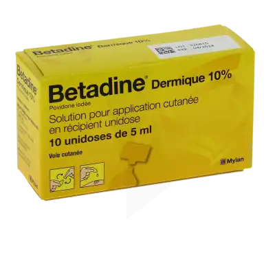 Betadine Dermique 10 % S Appl Cut En Récipient Unidose 10unid/5ml à AUBEVOYE