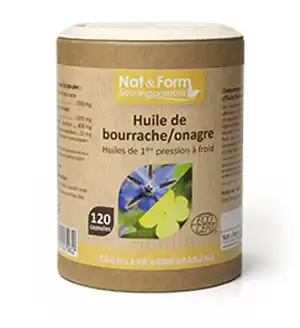Nat&form Eco Responsable Huile De Bourrache+onagre Bio+vitamine E Caps B/120 à PINS-JUSTARET