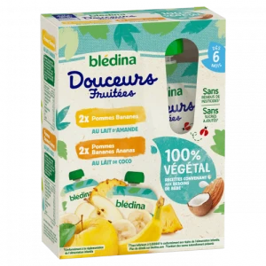 Blédina Douceurs Fruitées 100% Végétal 4 Gourdes/90g