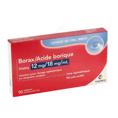 BORAX/ACIDE BORIQUE MYLAN 12 mg/18 mg/mL, solution pour lavage ophtalmique en récipient unidose
