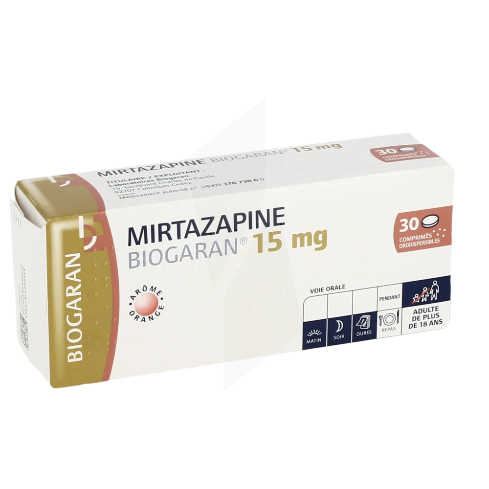 Mirtazapine Biogaran 15 Mg, Comprimé Orodispersible