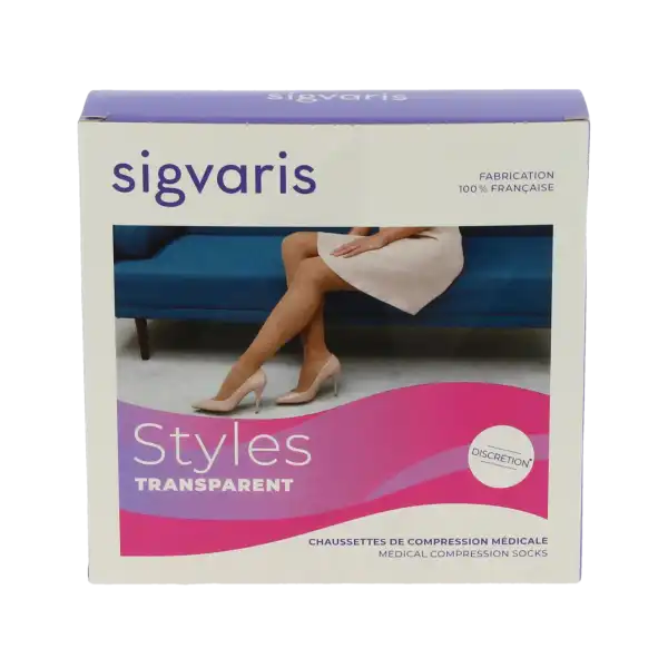 Sigvaris Styles Transparent Chaussettes  Femme Classe 2 Beige 120 Small Long