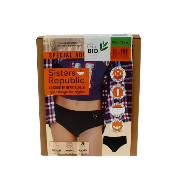Sisters Republic Tatoo Shorty Menstruelle Bikini Flux Super Coeur T12a/xxs