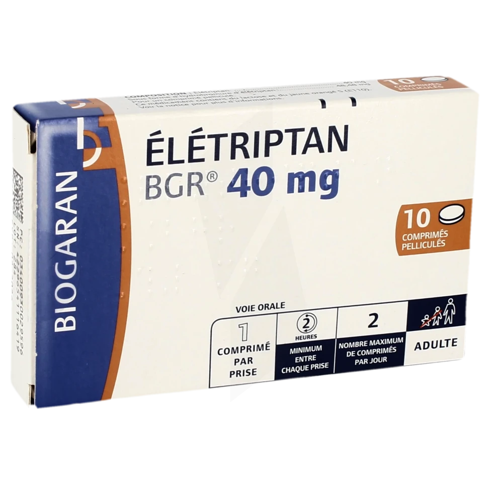 Eletriptan Bgr 40 Mg, Comprimé Pelliculé