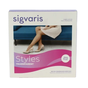 Sigvaris Styles Transparent Bas Auto-fixants  Femme Classe 2 Beige 130 Large Normal