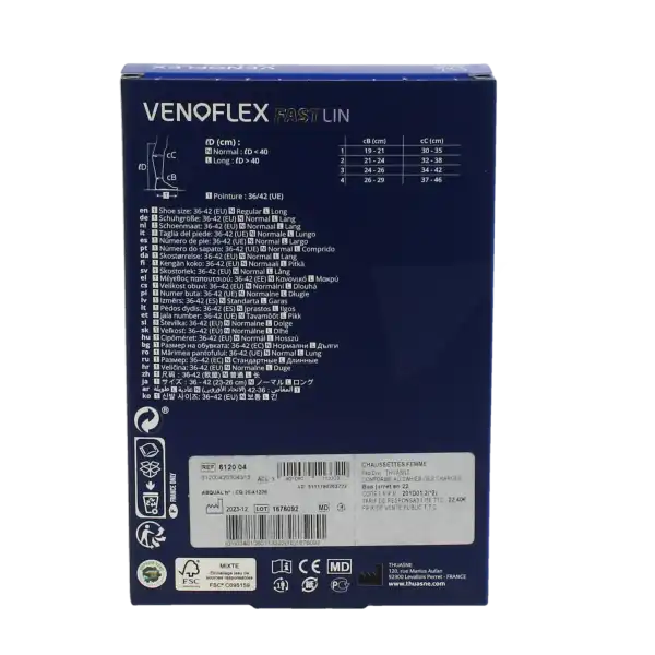 Venoflex Fast 2 Chaussette Lin Femme Naturel Taille 3l
