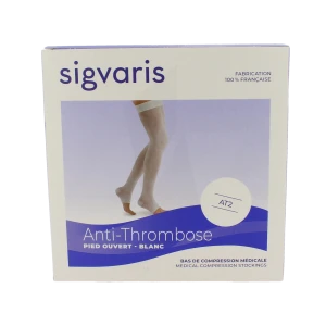 Sigvaris At2 Bas Auto-fixant Pied Ouvert Blanc T3 Court