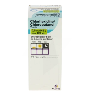 Chlorhexidine/chlorobutanol Mylan 0,5 Ml/0,5 G Pour 100 Ml, Solution Pour Bain De Bouche En Flacon