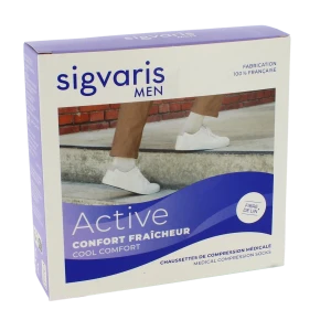 Sigvaris Active Confort FraÎcheur Chaussettes  Homme Classe 2 Écru Large Normal