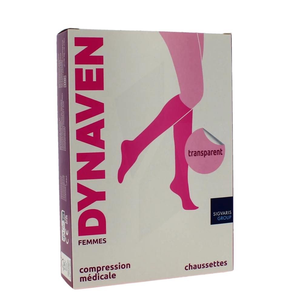 Sigvaris Dynaven Transparent Chaussette Classe 2 Femme Beige Bronzé Long M