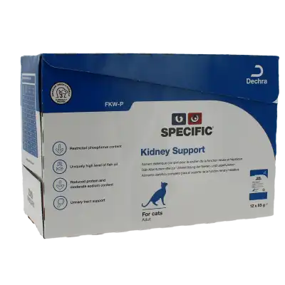 Dechra Specific Kidney Support Aliment Diététique Complet Pour Le Soutien De La Fonction Rénale Et Hépatique Chat 12x85g à Saint-Mandrier-sur-Mer