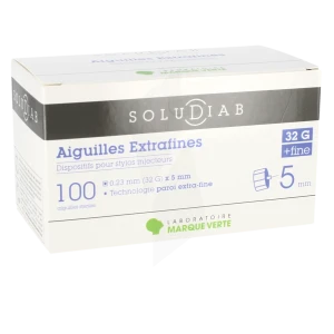 Soludiab Aiguilles Stylos Insuline 5mm Extrafines 32g  Bt100