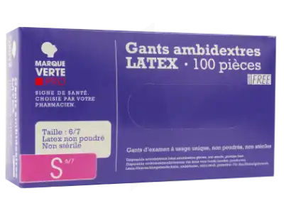 Marque Verte Gant Latex Ambidextre Small B/100 à Saint-Cyr-sur-Mer
