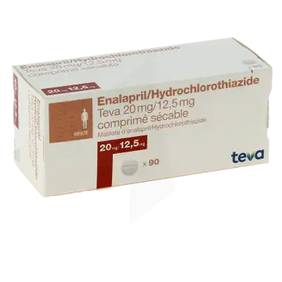 Enalapril/hydrochlorothiazide Teva 20 Mg/12,5 Mg, Comprimé Sécable à DIJON