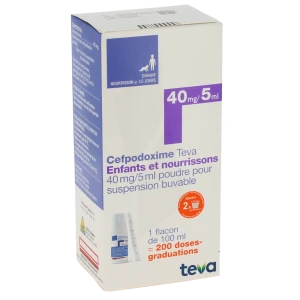 Cefpodoxime Teva Enfants Et Nourrissons 40 Mg/ 5 Ml, Poudre Pour Suspension Buvable