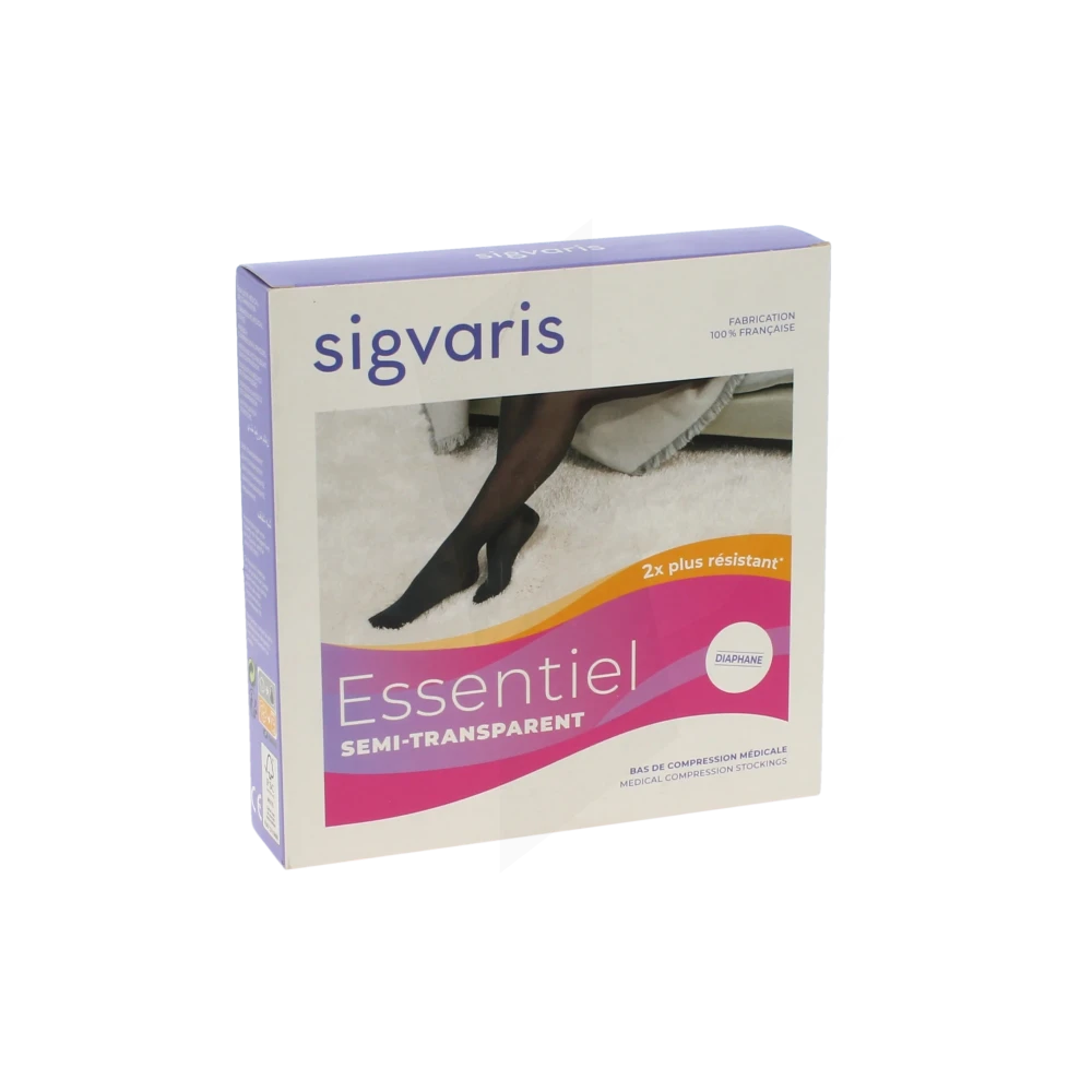 Sigvaris Essentiel Semi-transparent Collant Confort  Femme Classe 2 Noir Medium Long