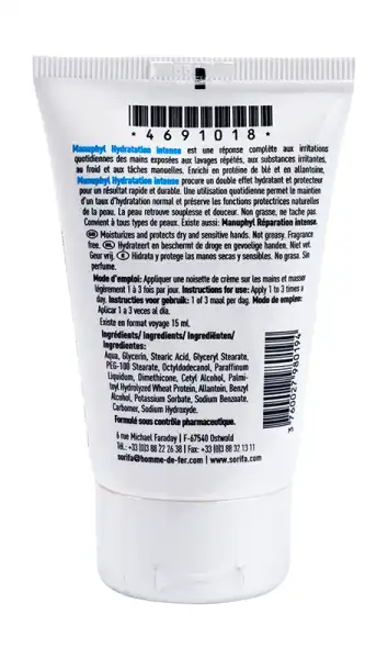 Manuphyl® Hydratation Intense Crème Main Hydratante Et Protectrice Tube 50ml