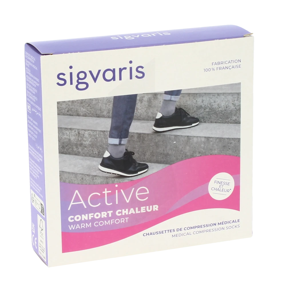 Sigvaris Active Confort Chaleur Chaussettes  Femme Classe 2 Plume Medium Normal