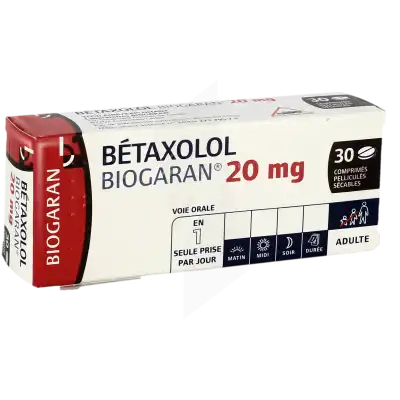 Betaxolol Biogaran 20 Mg, Comprimé Pelliculé Sécable à CANALS