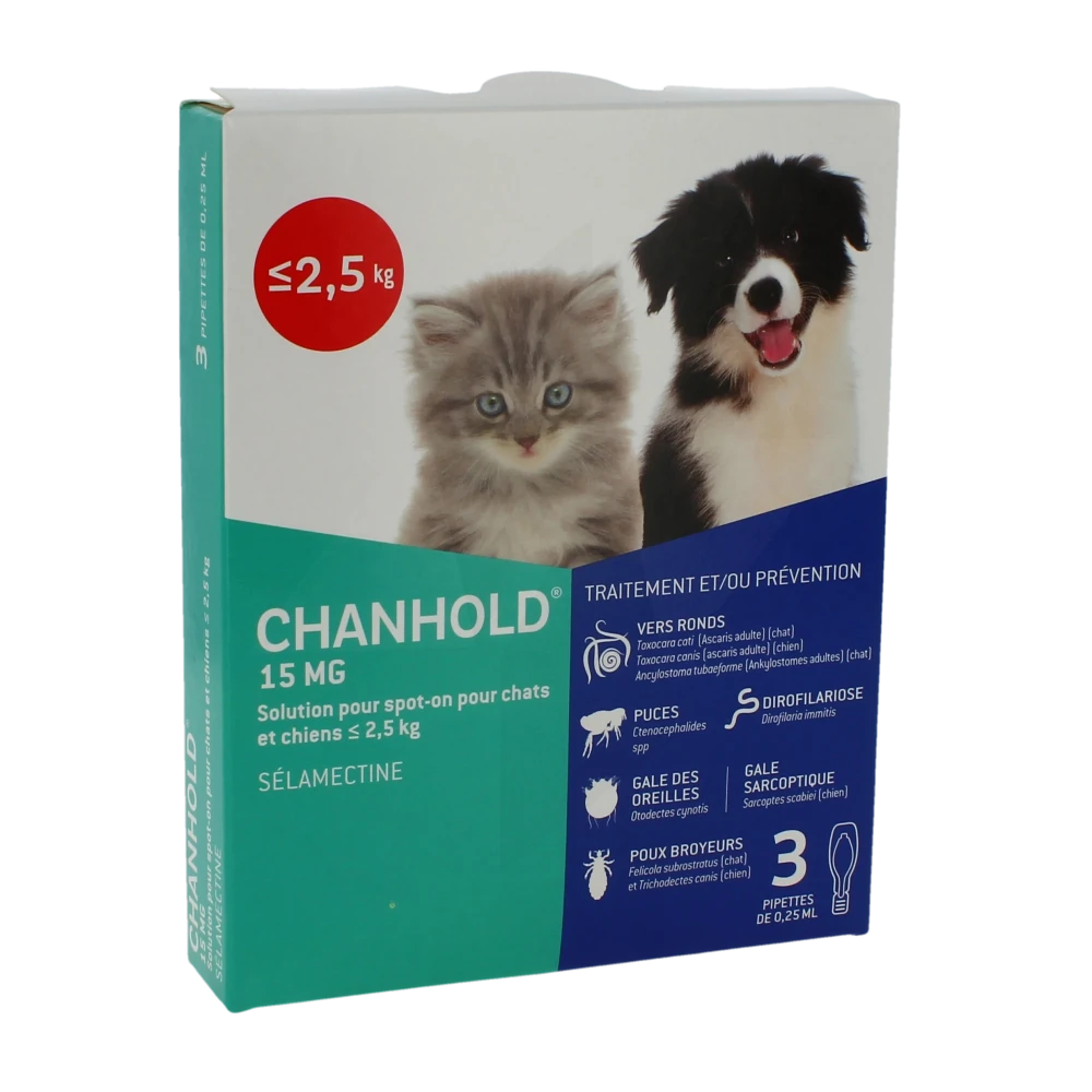 Chanhold 15 Mg Solution Pour Spot-on Pour Chats Et Chiens <= 2,5 Kg, Solution Pour Spot-on
