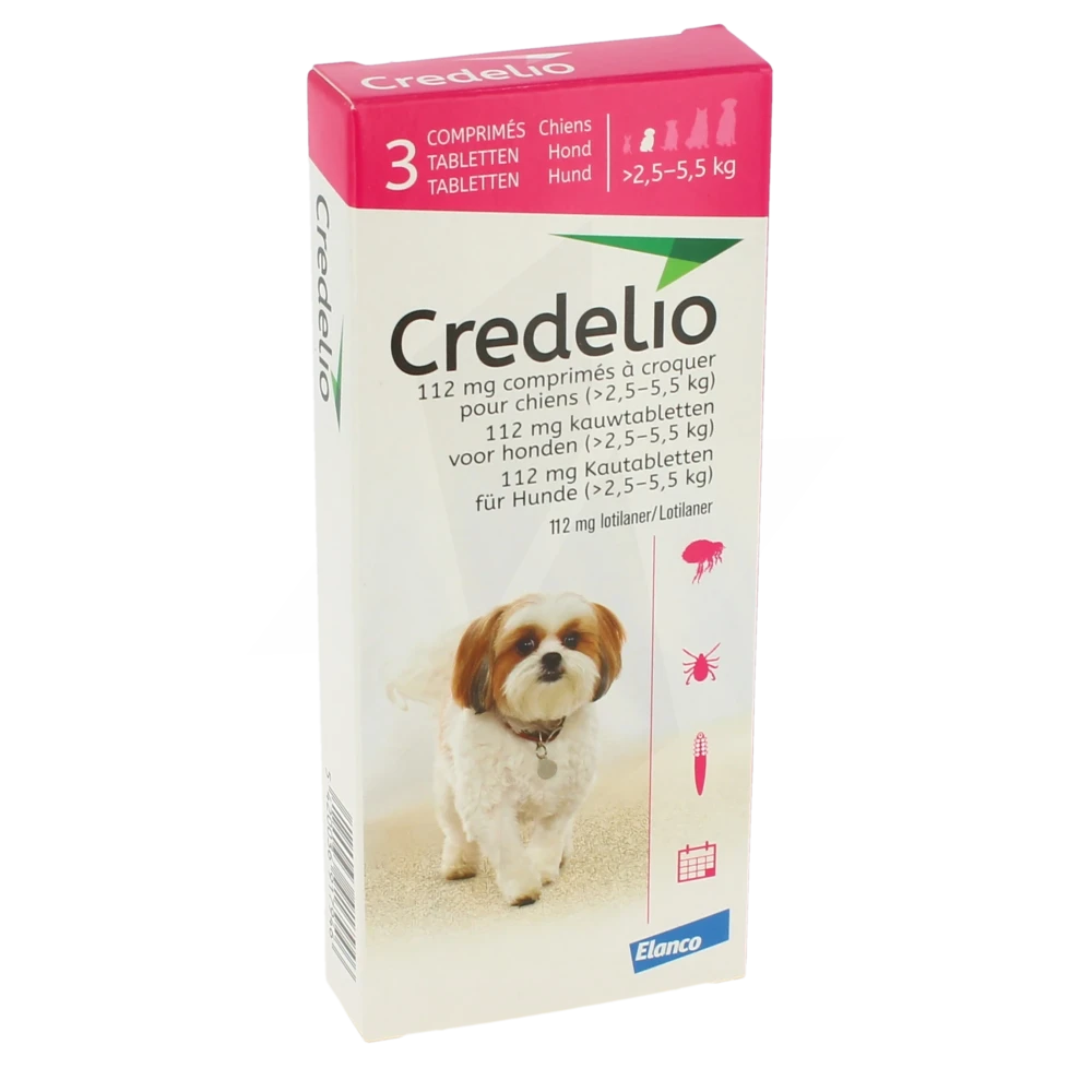 Credelio 112 Mg Comprime A Croquer Pour Chiens (>2,5 - 5,5 Kg), Comprimé à Croquer