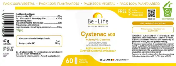 Be-life Cystenac 600 Gélules B/60