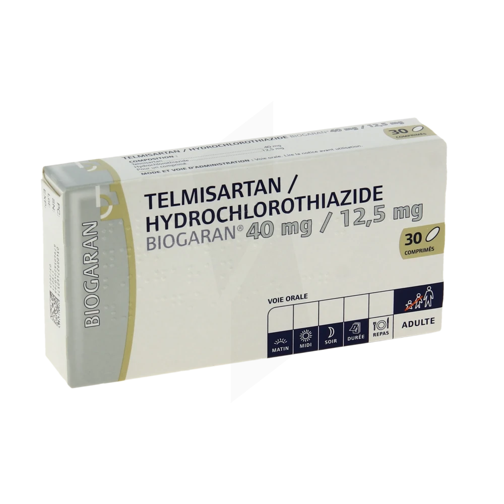 Telmisartan/hydrochlorothiazide Biogaran 40 Mg/12,5 Mg, Comprimé