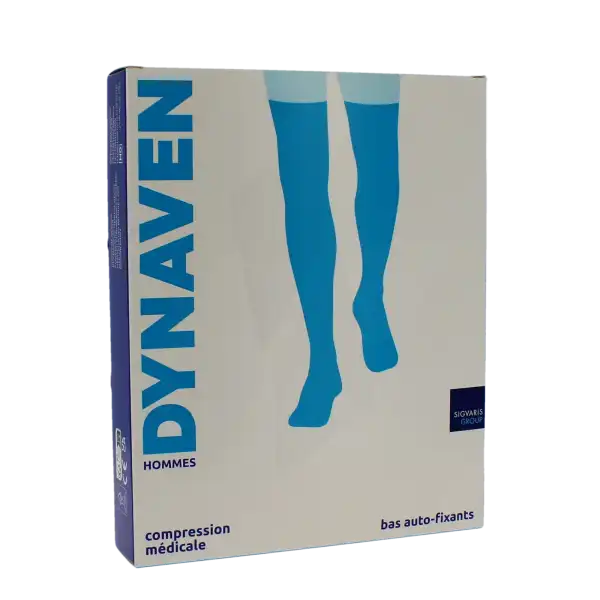 Sigvaris Dynaven Semi-opaque Fin Bas Auto-fixants Pied Ouvert Classe 2 Homme Noir Long M