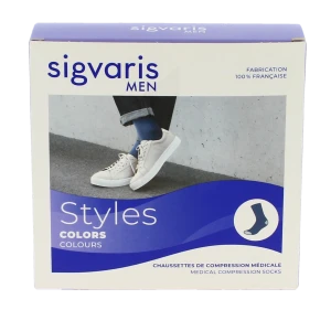 Sigvaris Styles Colors Chaussettes  Homme Classe 2 Bleu Medium Normal