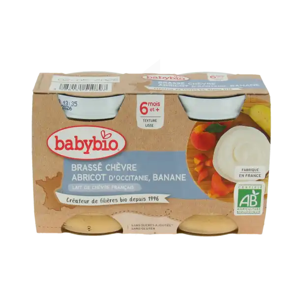 Babybio Alimentation Infantile Brassé Lait De Chèvre Abricot Banane 2pots/130g