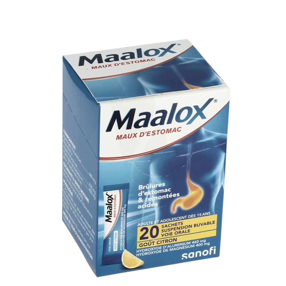 Maalox Maux D'estomac, Suspension Buvable Citron 20 Sachets