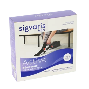 Sigvaris Active Resistant Chaussettes  Homme Classe 2 Noir Large Normal