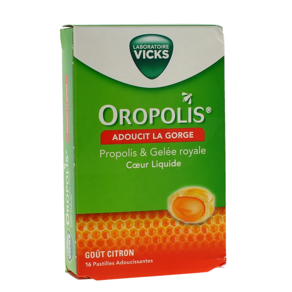 Vicks Oropolis Pastilles à Sucer Coeur Liquide Gelée Royale Boîte De 16