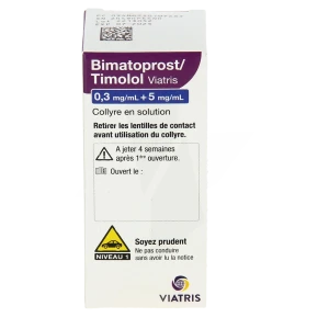 Bimatoprost/timolol Viatris 0,3 Mg/ml + 5 Mg/ml, Collyre En Solution