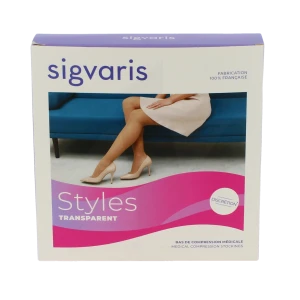 Sigvaris Styles Transparent Bas Auto-fixants  Femme Classe 2 Beige 120 Small Long