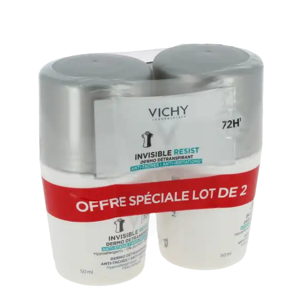 Vichy Deodorant Dermo-tolerance Dermo-détranspirant Invisible Protect 72h Anti-taches Anti-irritations 2roll-on/50ml