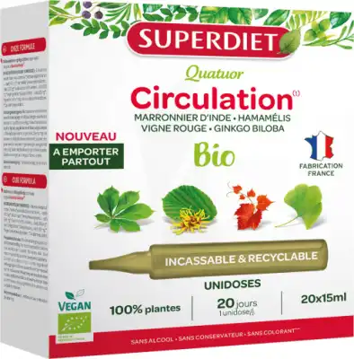 Superdiet Quatuor Bio Solution Buvable Circulation 20 Unidoses/15ml à Chaumontel