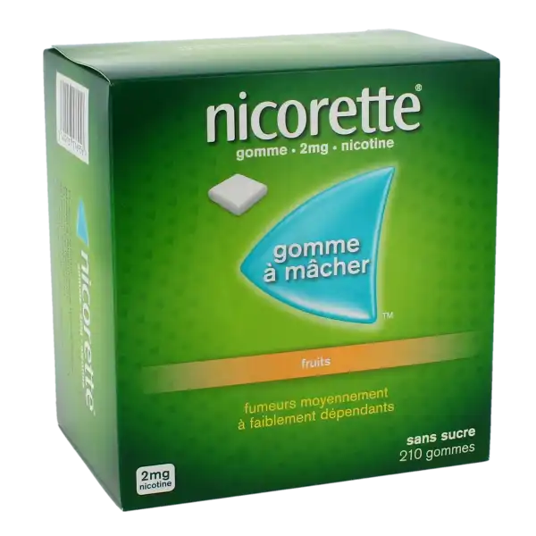 Nicorette Fruits 2 Mg Sans Sucre, Gomme à Mâcher Médicamenteuse édulcorée Au Xylitol Et à L'acésulfame Potassique