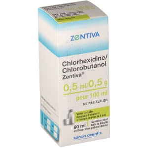 Chlorhexidine/chlorobutanol Zentiva 0,5 Ml/0,5 G Pour 100 Ml, Solution Pour Bain De Bouche En Flacon