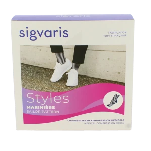 Sigvaris Styles Marinière Chaussette Classe 2 Femme Ecru/blanc Normal M