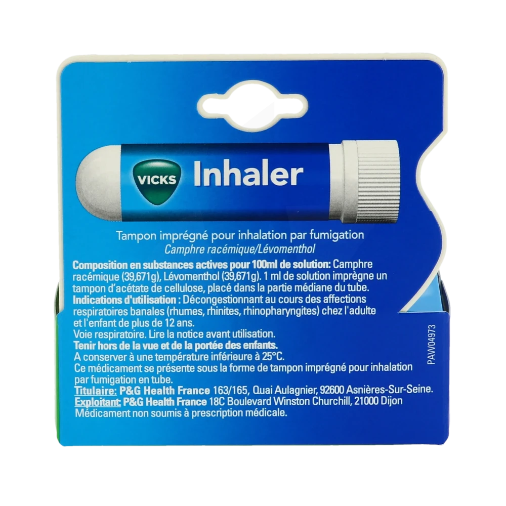 meSoigner - Vicks Inhaler, Tampon Imprégné Pour Inhalation Par Fumigation  (Camphre + Lévomenthol)