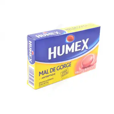 Humex Mal De Gorge Biclotymol 20 Mg Fruits Rouges Sans Sucre, Pastille édulcorée à L'isomalt Et à L'acésulfame Potassique