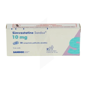 Simvastatine Sandoz 10 Mg, Comprimé Pelliculé Sécable