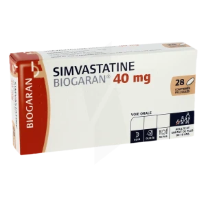 Simvastatine Biogaran 40 Mg, Comprimé Pelliculé